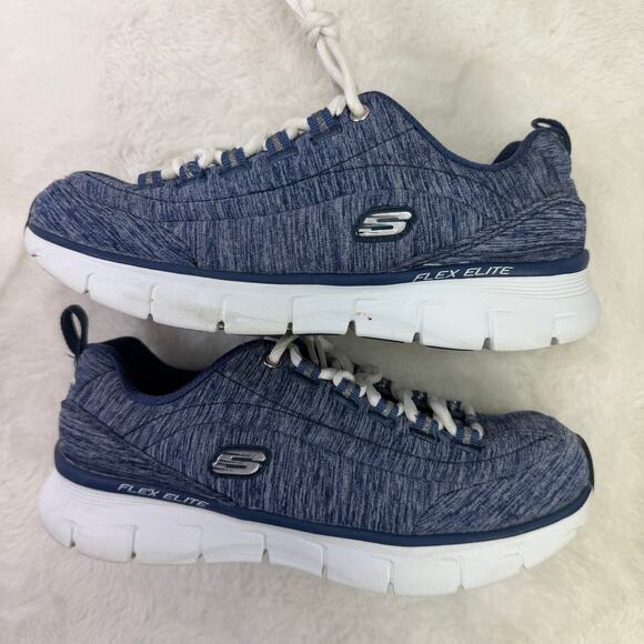 Skechers Flex Elite Navy Blue Knit Lace-Up Sneakers Women’s Size 7 - Picture 6 of 10